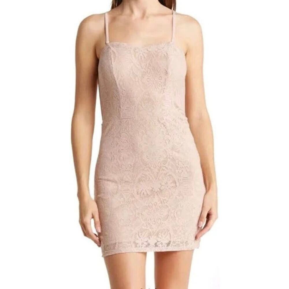 Dress the Population Leanne Lace Cocktail Dress Women's Medium Soft Pink